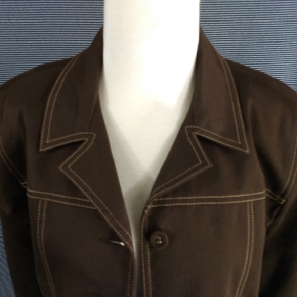 ALFRED DUNNER Blazer 10P Brown Heavy Stitch Trim - Picture 2 of 6